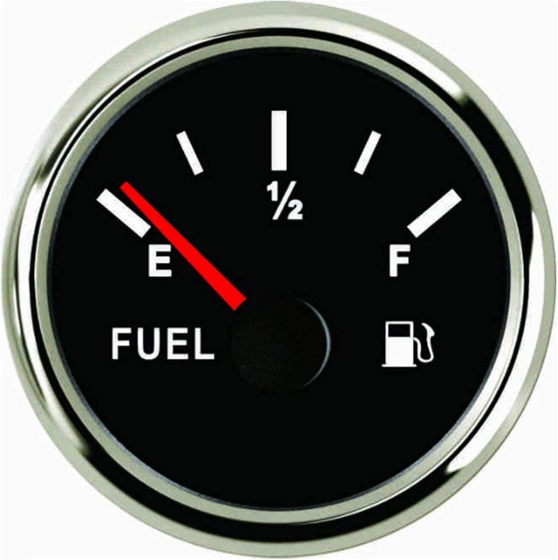SAMDO Marine Fuel Level Gauge Universal Fuel Meter 52mm 0-190ohm Signal with Backlight 12V/24V Silver - Image 1